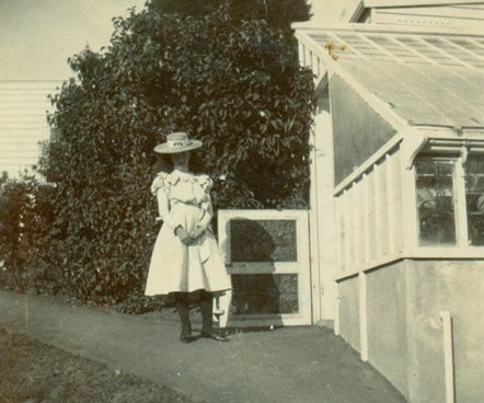 Dorothy in the garden at Olveston